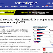 Brigard & Urrutia lidera el mercado de M&A por nmero de transacciones segn TTR